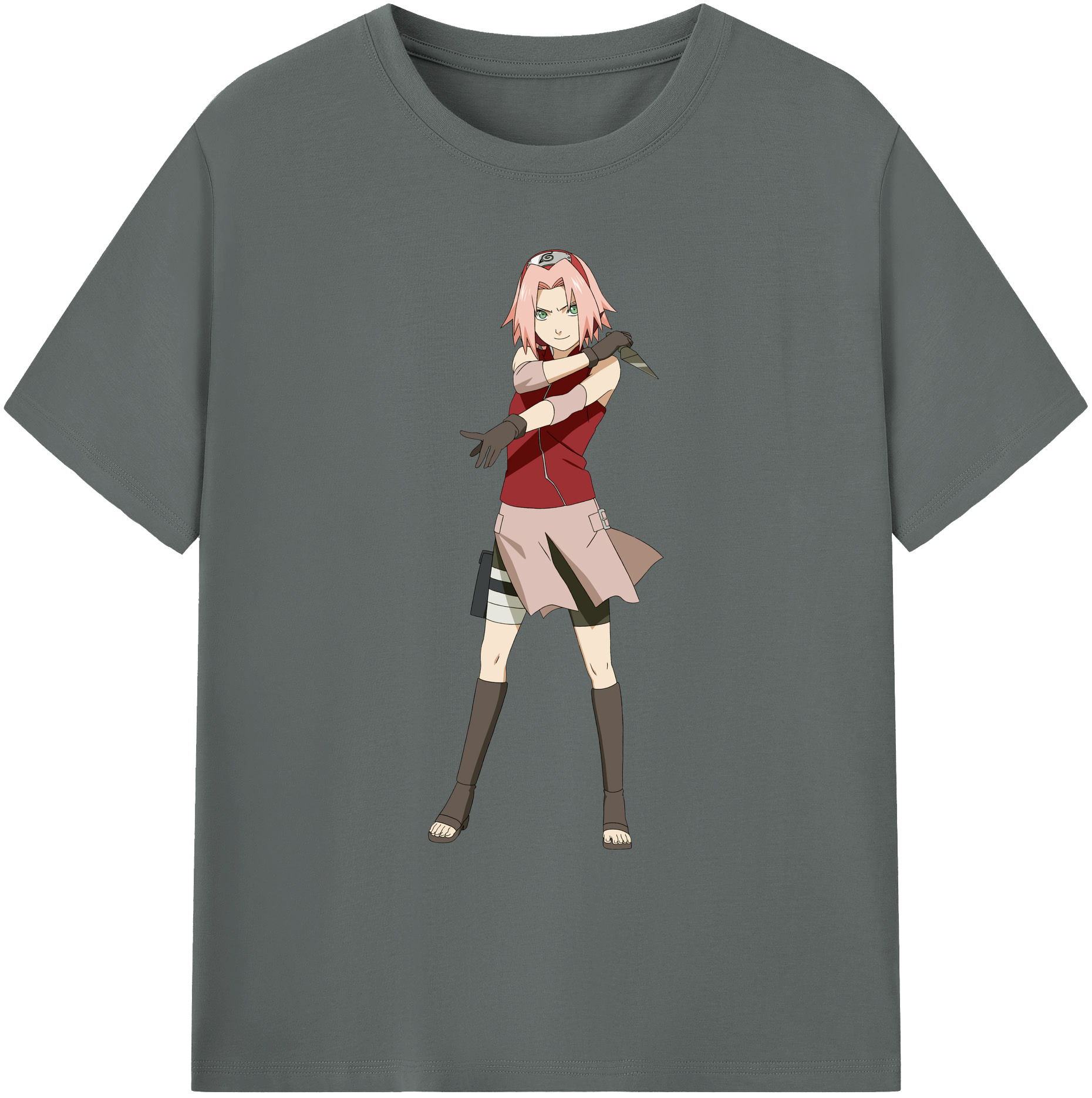 （画像用） NARUTO -ナルト- 春野サクラ Haruno Sakura 綿100％ メンズ半袖Tシャツ｜肌触りやわらか＆通気性